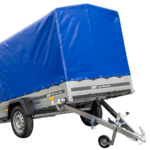 Remorque porte-voitures 230x125 UNITRAILER GARDEN 230 KIPP avec châssis H-1100 et bâche bleue