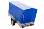Remorque porte-voitures 230x125 UNITRAILER GARDEN 230 KIPP avec châssis H-1100 et bâche bleue – Image 4