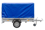 Remorque porte-voitures 230x125 UNITRAILER GARDEN 230 KIPP avec châssis H-1100 et bâche bleue – Image 3