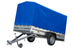 Remorque porte-voitures 264x125 UNITRAILER GARDEN 264 KIPP avec châssis H-1100 et bâche bleue