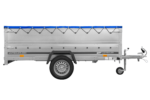 Remorque simple essieu Unitrailer GARDEN TRAILER 264 KIPP avec rehausses de ridelles et bâche plate bleue – Image 3