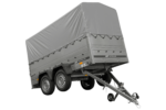 Remorque voiture 2 essieux UNITRAILER GARDEN TRAILER 264/2 KIPP avec roue jockey, côtés ridelles supplémentaires, châssis h-800 et bâche grise