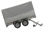 Remorque voiture 2 essieux UNITRAILER GARDEN TRAILER 264/2 KIPP avec roue jockey, côtés ridelles supplémentaires, châssis h-800 et bâche grise – Image 3