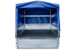 Remorque voiture longue GARDEN TRAILER 264 KIPP avec roue jockey et bâche bleue – Image 4