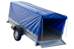 Remorque voiture longue GARDEN TRAILER 264 KIPP avec roue jockey et bâche bleue – Image 6